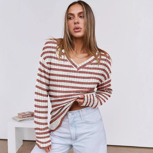 V-neck Pullover Long Sleeve Top Sweater