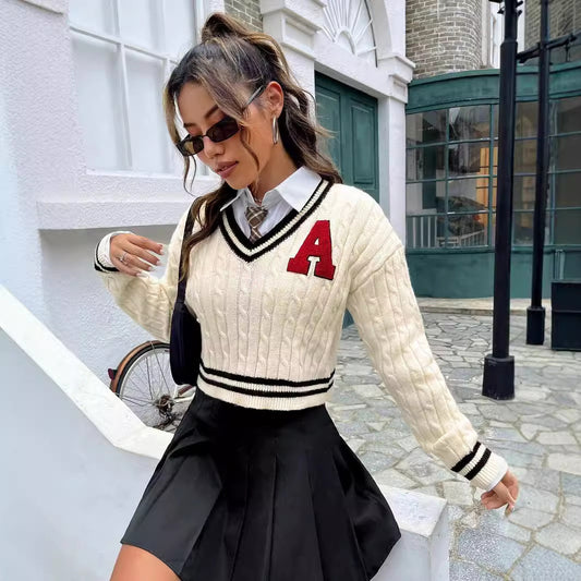 Knitted Shirt Slim Striped Long Sleeve