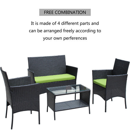 4 PC Rattan Patio Furniture Set Outdoor