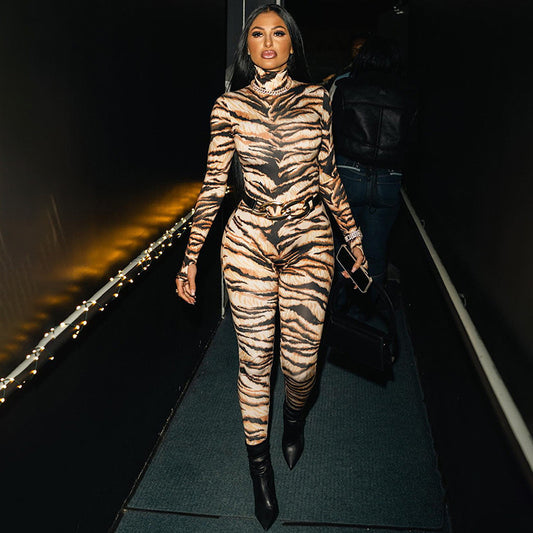 Tiger Pattern Positioning Printed Romper