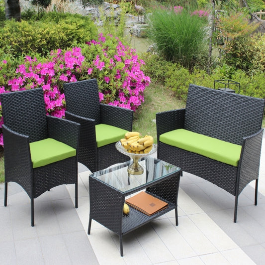4PC Rattan Patio Furniture Set Outdoor
