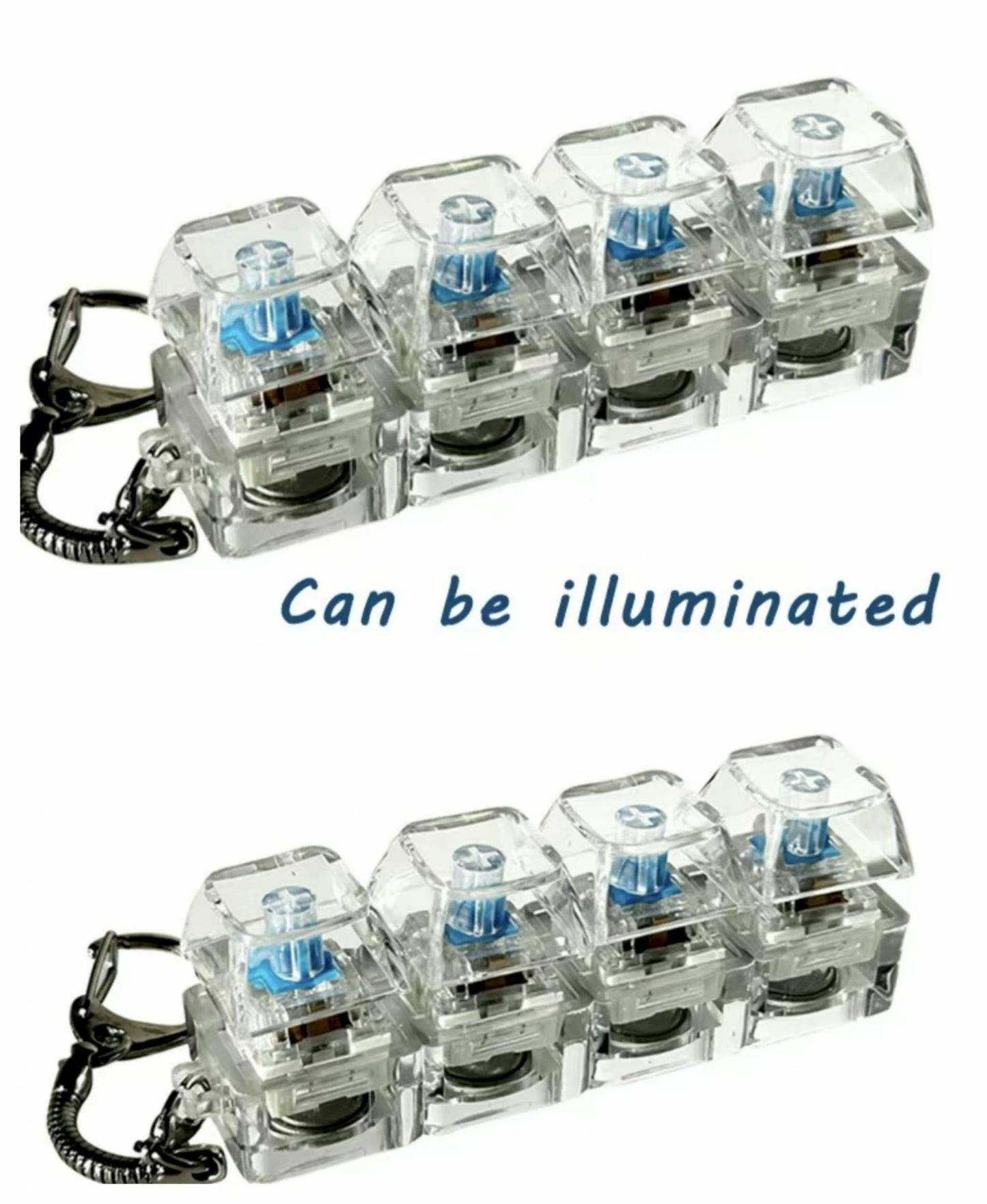 Transparent Fingertip Keyboard Keychain, To Press Key, Portable Stress Relieving Toy, Key Pendant