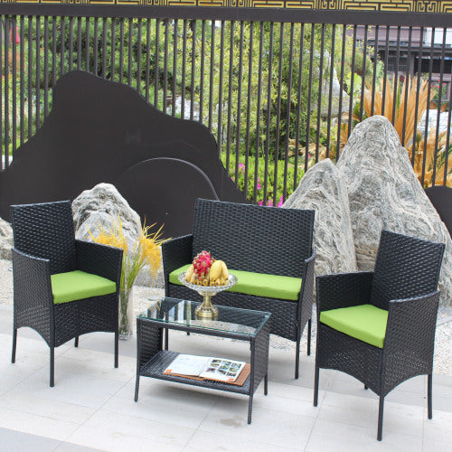 4 PC Rattan Patio Furniture Set Outdoor