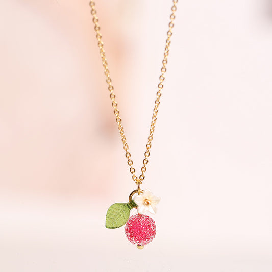 Cute Waxberry Pendant Plated 18K Gold Necklace
