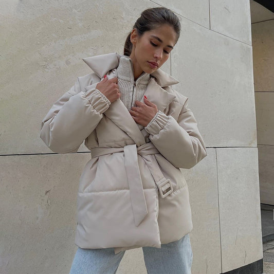 New Thickened Slimming Cinched Cotton-padded Coat