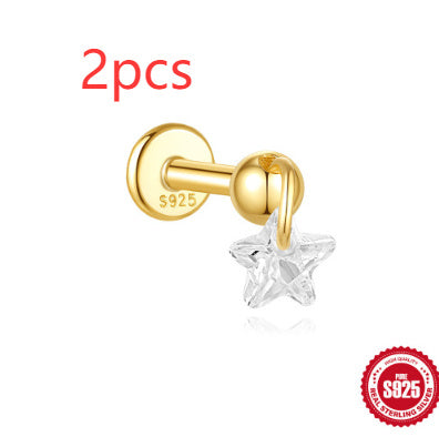 S925 Sterling Silver Moon Diamond Ear Rings