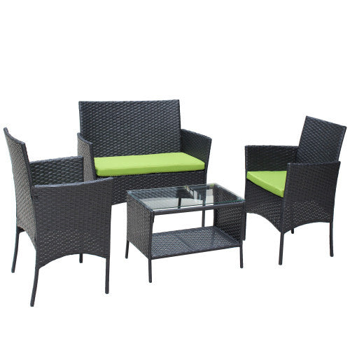 4 PC Rattan Patio Furniture Set Outdoor