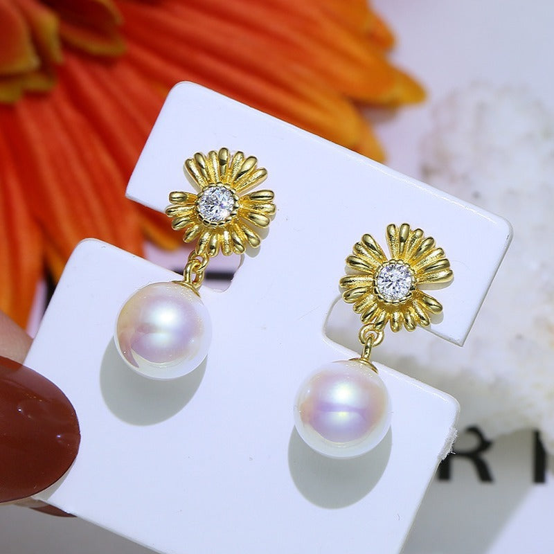 Baroque S925 Sterling Silver Flower Earrings