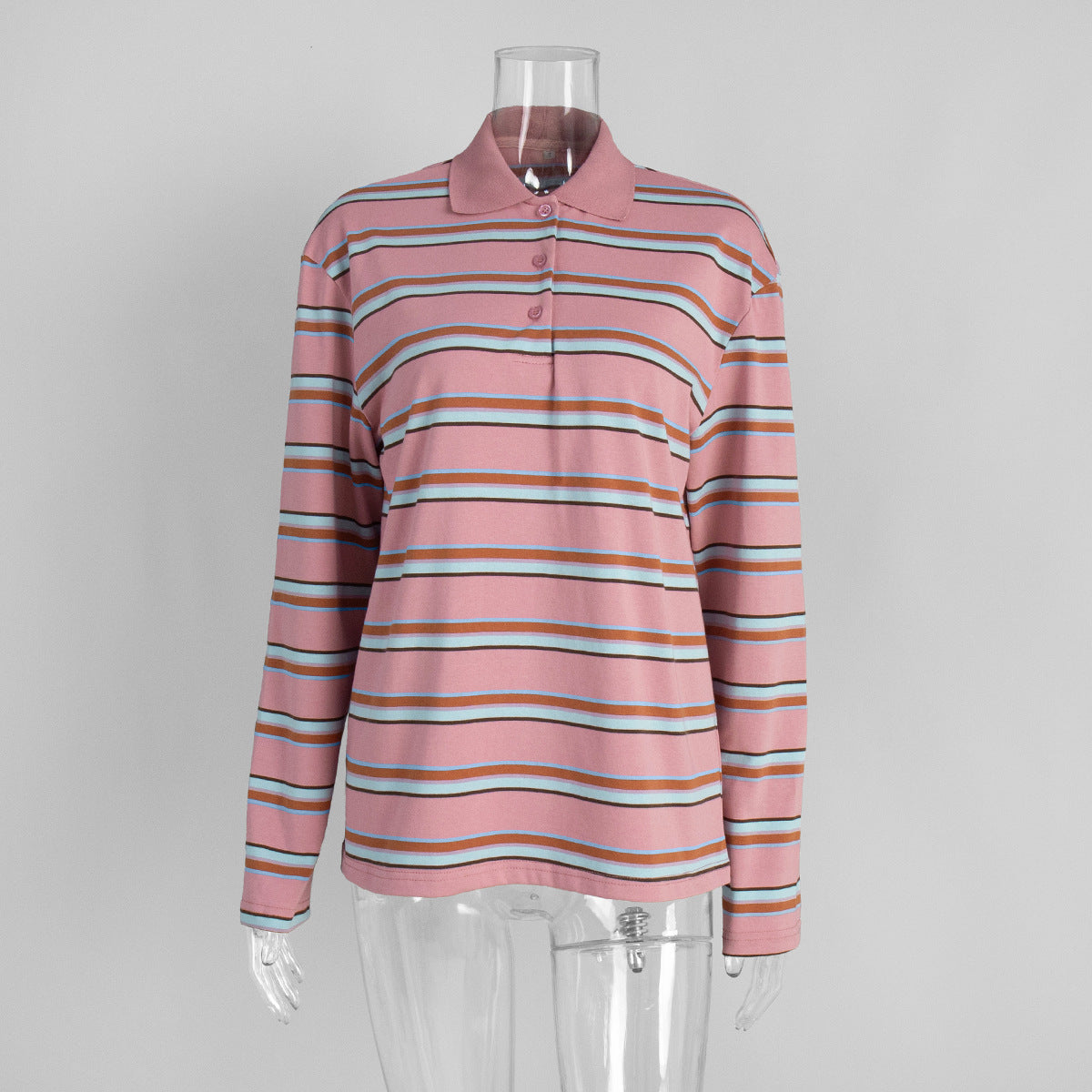 Loose Trendy Retro Long-sleeved Striped T-shirt