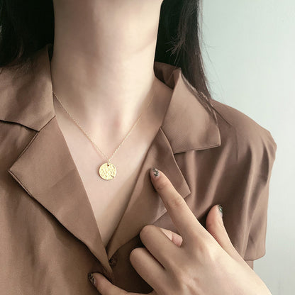 Gold-plated Round Irregular Pendant Necklace