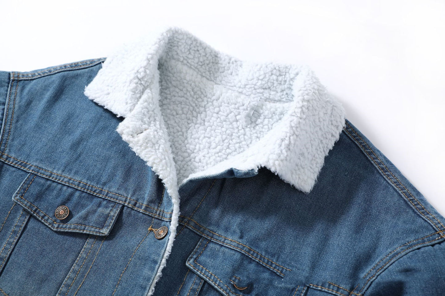 Vangull Fur Warm Winter Denim Jacket