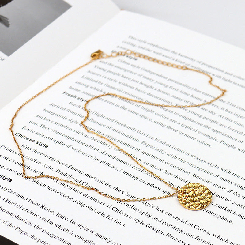 Gold-plated Round Irregular Pendant Necklace