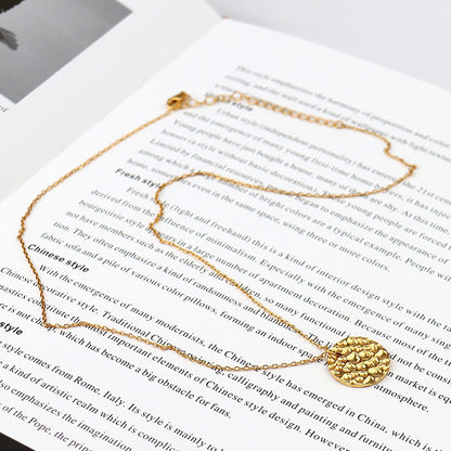 Gold-plated Round Irregular Pendant Necklace