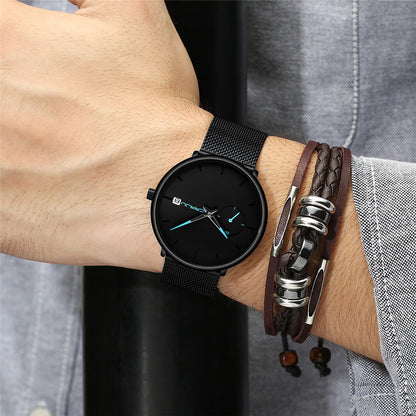 Men's Minimalist Analog Quartz Date Bracelet Watch