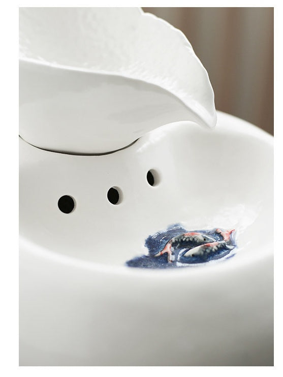 Ceramic Automatic Cat Leaf Water Dispenser