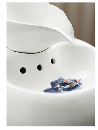 Ceramic Automatic Cat Leaf Water Dispenser