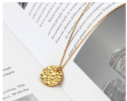 Gold-plated Round Irregular Pendant Necklace