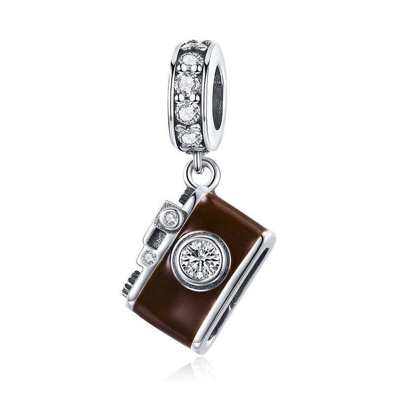 Sterling Silver Retro Digital Camera Decoration DIY Charm Bracelet
