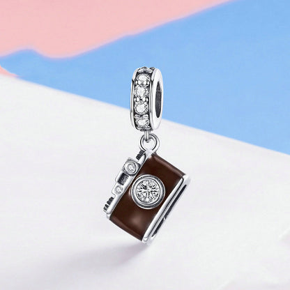 Sterling Silver Retro Digital Camera Decoration DIY Charm Bracelet
