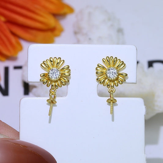 Baroque S925 Sterling Silver Flower Earrings