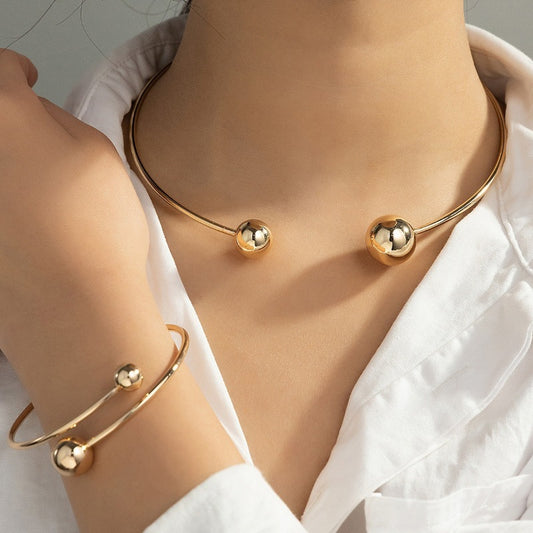 Gold Size Ball Bangle Bracelet