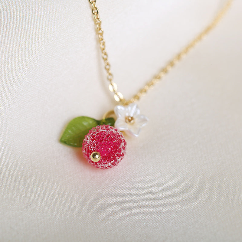 Cute Waxberry Pendant Plated 18K Gold Necklace