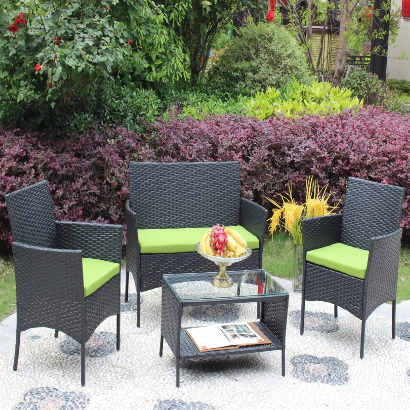 4PC Rattan Patio Furniture Set Outdoor