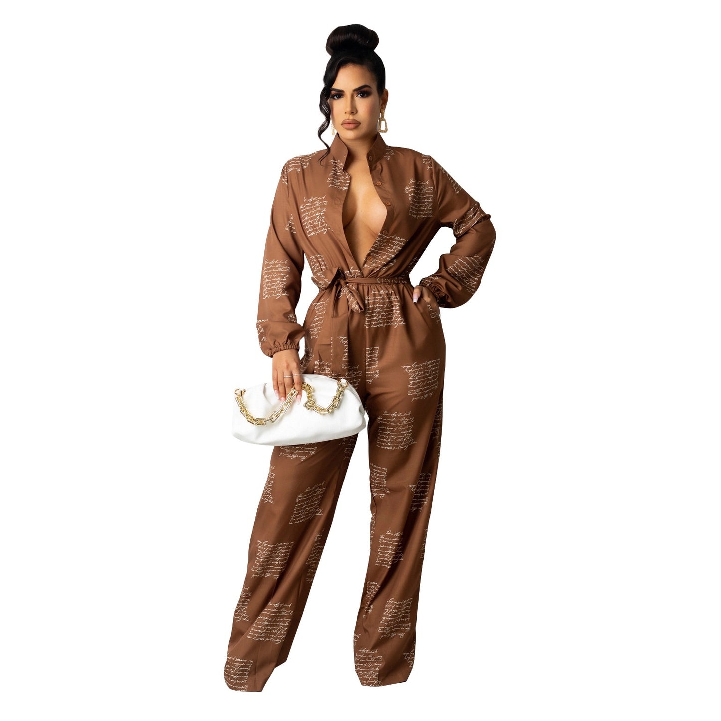 Fashion Loose Shirt Long Sleeve Romper