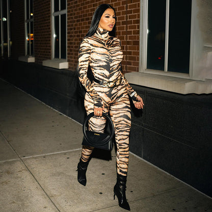 Tiger Pattern Positioning Printed Romper