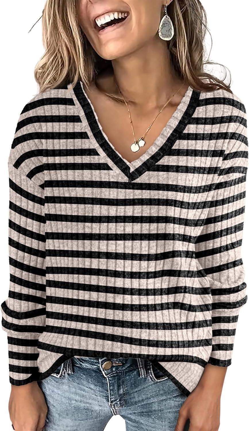 V-neck Pullover Long Sleeve Top Sweater