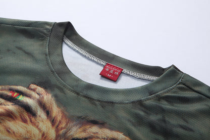 2015 European and American fashion in summer 3D printing lions male short sleeved T-shirt 3D T-shirt wholesale