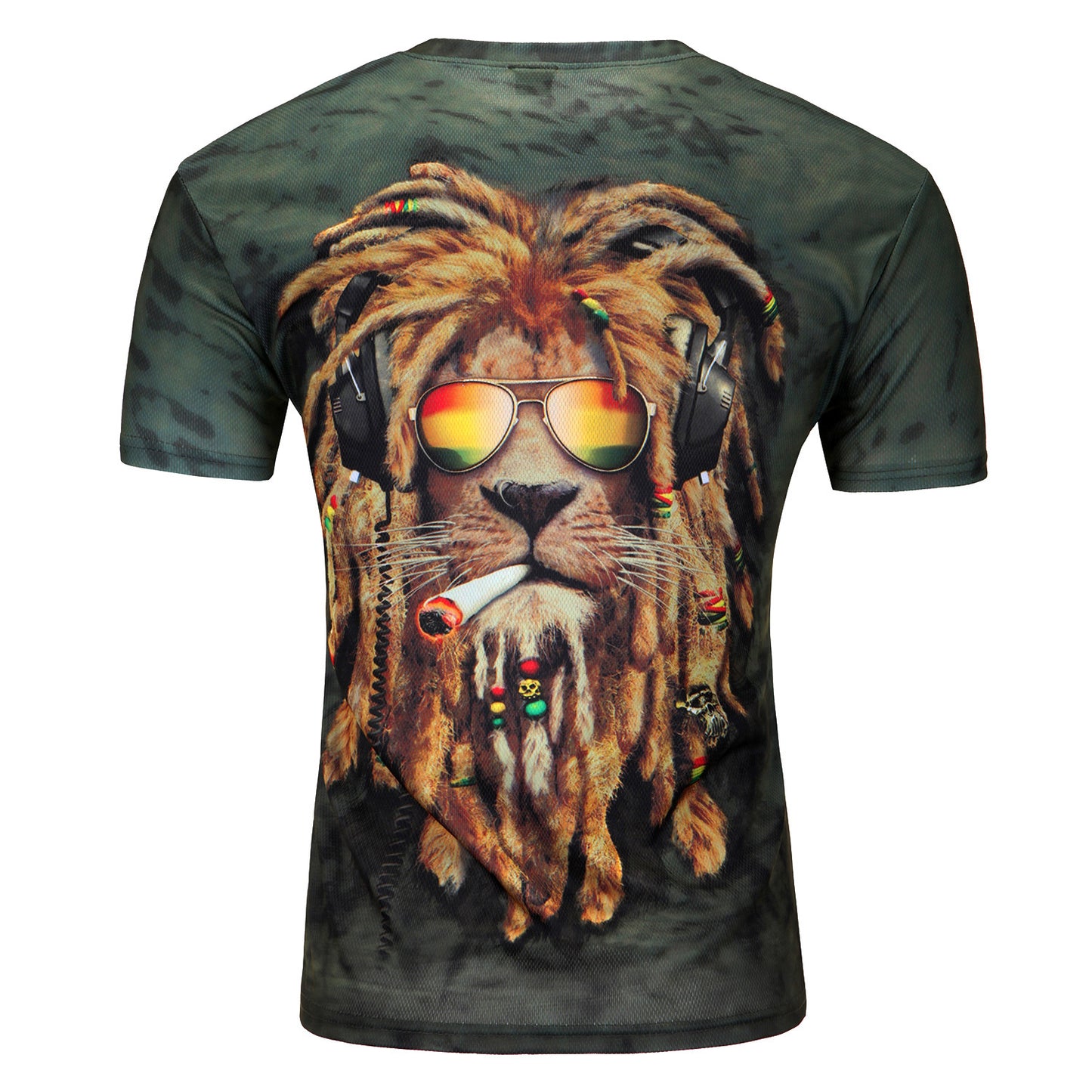 2015 European and American fashion in summer 3D printing lions male short sleeved T-shirt 3D T-shirt wholesale