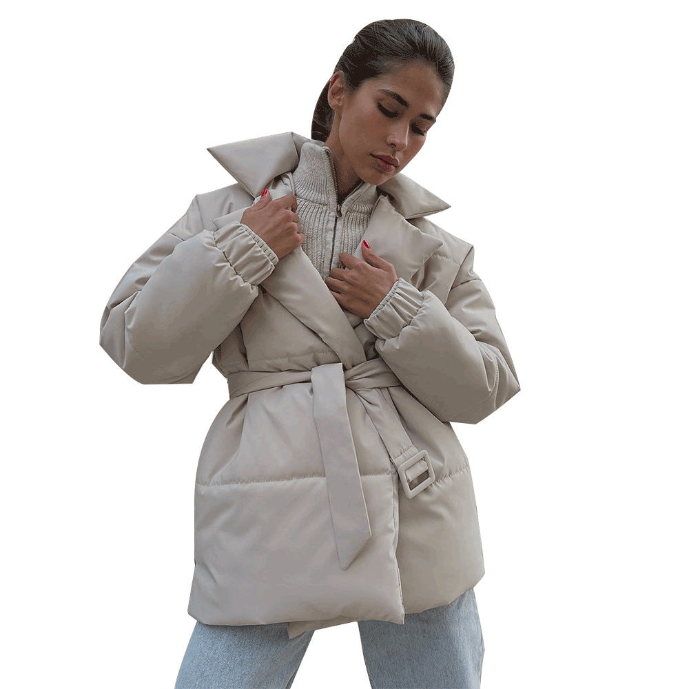 New Thickened Slimming Cinched Cotton-padded Coat