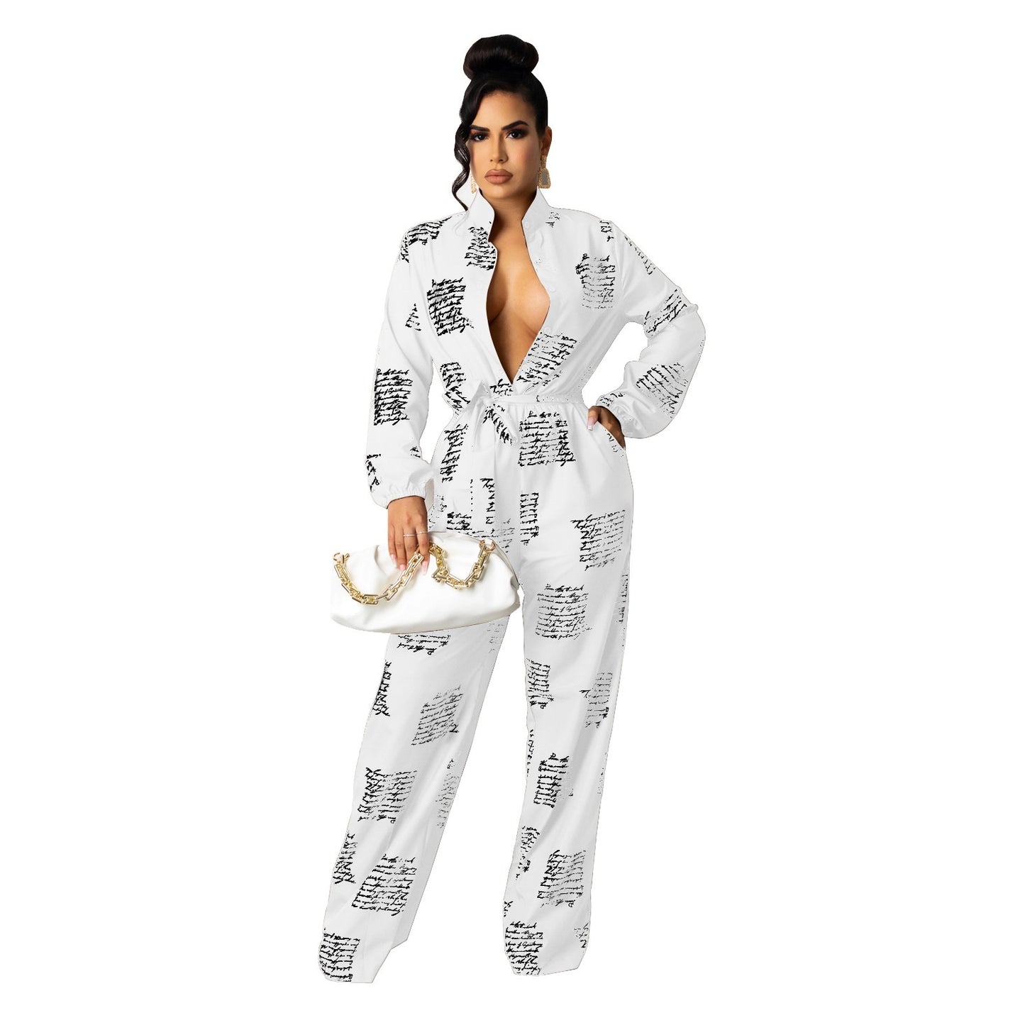 Fashion Loose Shirt Long Sleeve Romper
