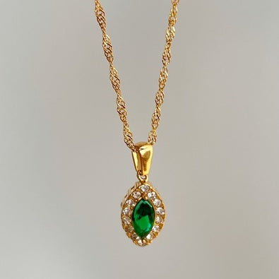 Olive Shaped Horse Eye Steel Necklace