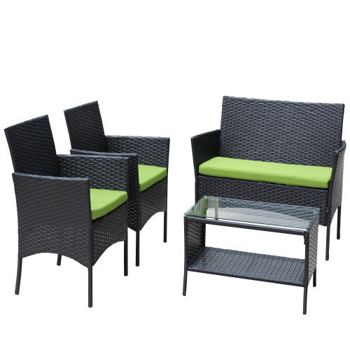 4 PC Rattan Patio Furniture Set Outdoor