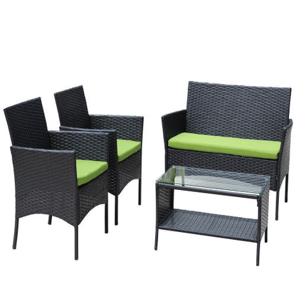 4 PC Rattan Patio Furniture Set Outdoor