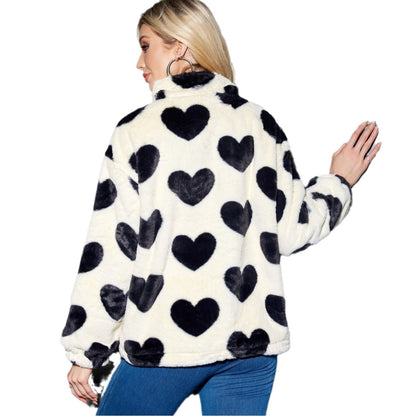 Heart-shaped Zipper Thermal Coat