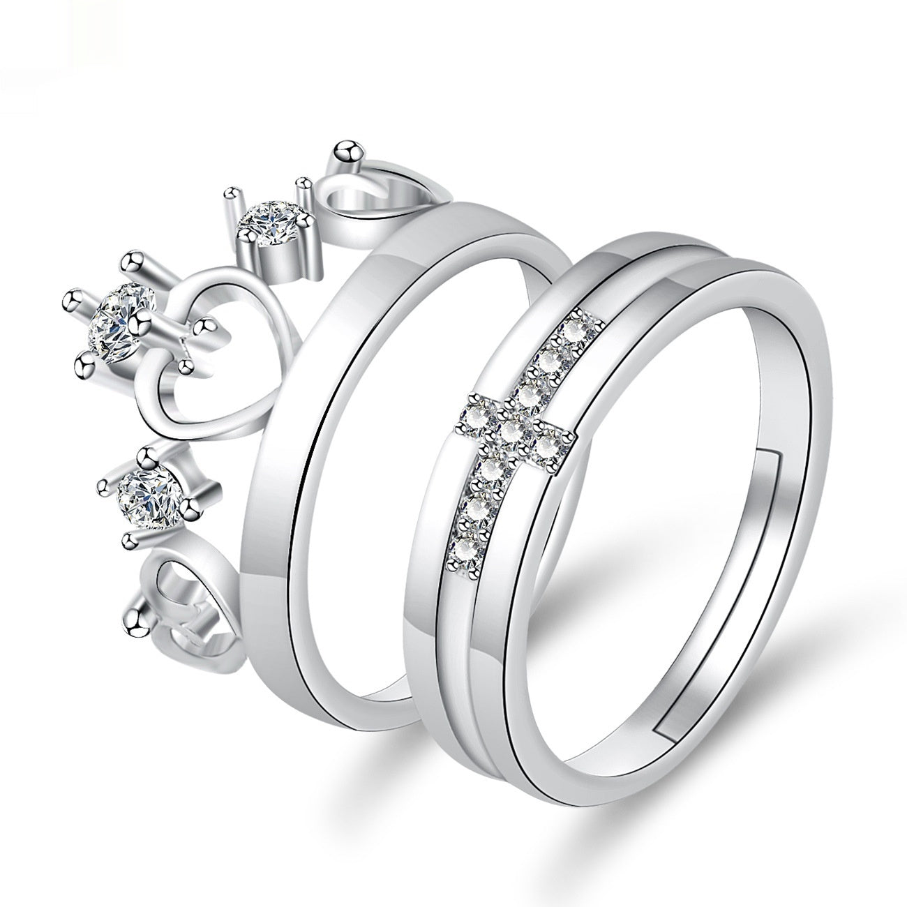 Moissanite Engagement Couple Rings