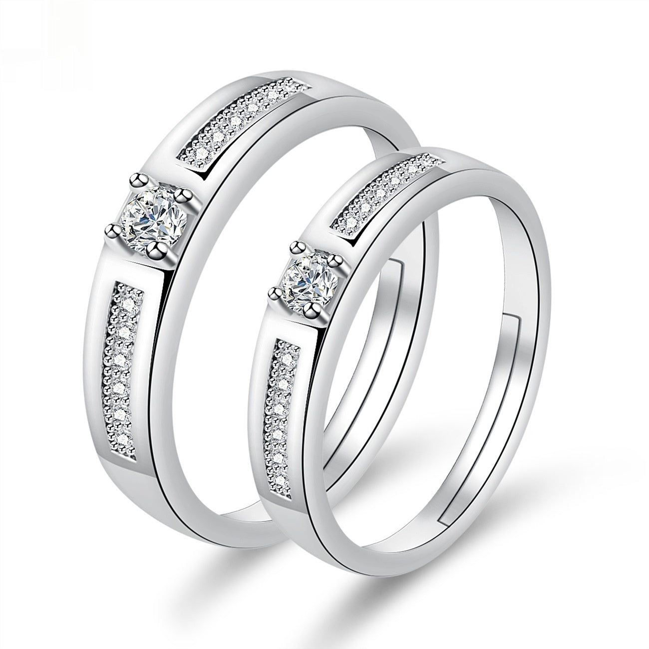 Moissanite Engagement Couple Rings
