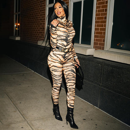 Tiger Pattern Positioning Printed Romper