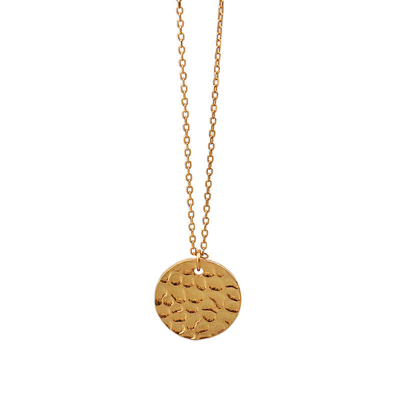 Gold-plated Round Irregular Pendant Necklace