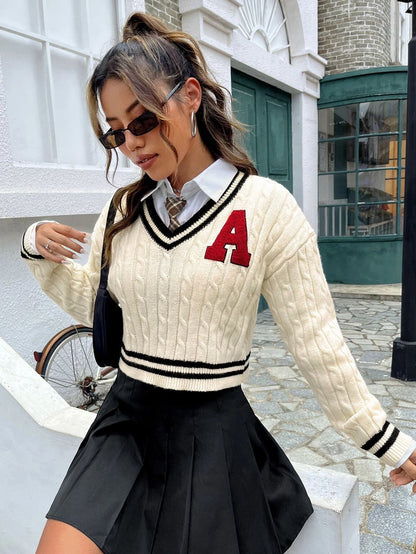 Knitted Shirt Slim Striped Long Sleeve