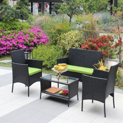 4PC Rattan Patio Furniture Set Outdoor