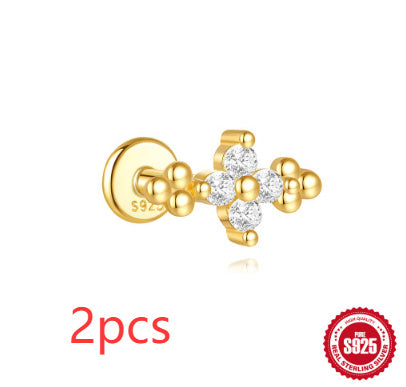 S925 Sterling Silver Moon Diamond Ear Rings