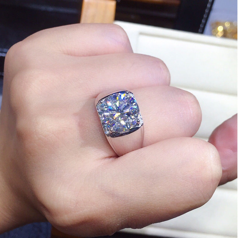 Men's Hearts And Eight Arrows Simulation Moissanite Open Ring