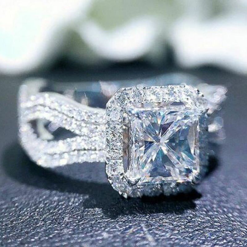 Exquisite Full Diamond Ladies Engagement Ring