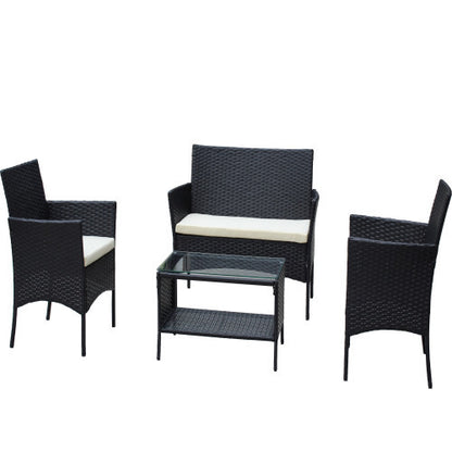 4 PC Rattan Patio Furniture Set Outdoor