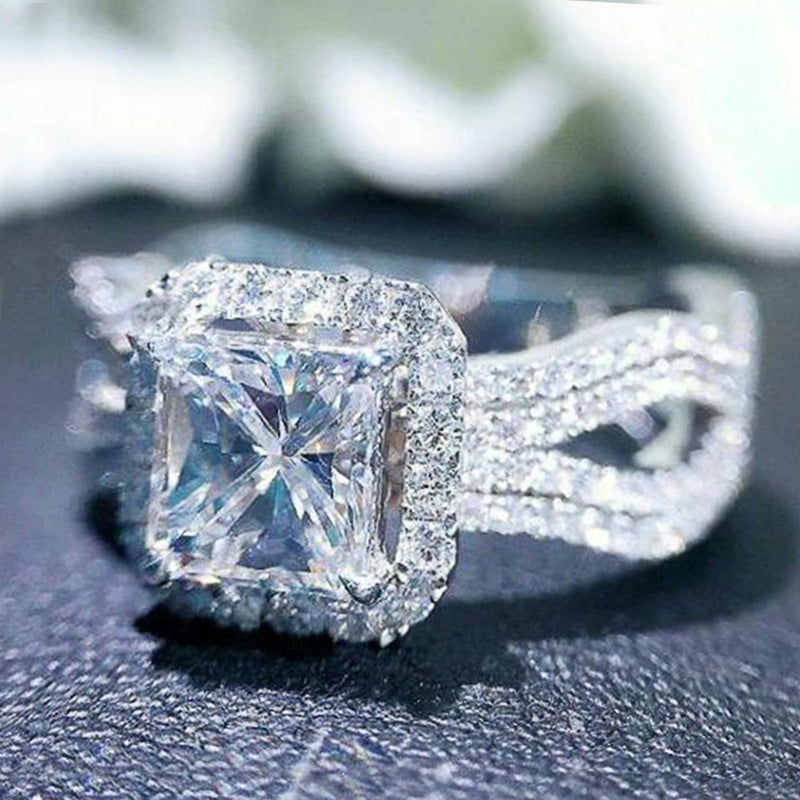 Exquisite Full Diamond Ladies Engagement Ring