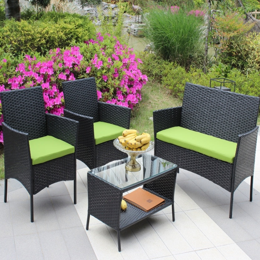 4PC Rattan Patio Furniture Set Outdoor